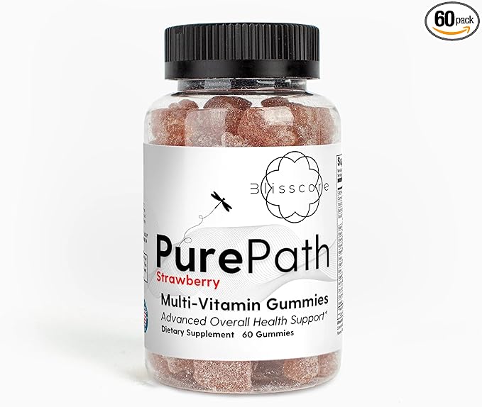 PurePath, Multi-Vitamin Gummies, 60 Count, Strawberry Flavored, Supplement for Adults, Supports Overall Health and Well-Being, Made in The USA