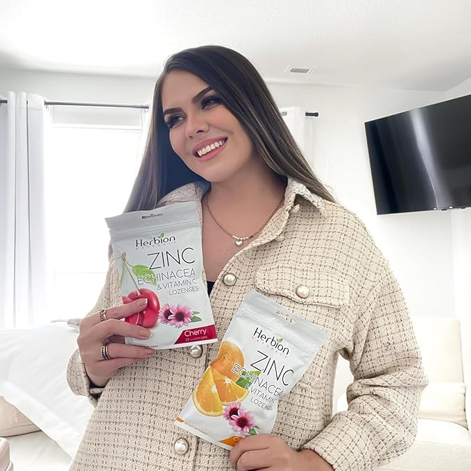 HERBION Naturals Zinc, Echinacea & Vitamin C Lozenges 25 CT - Dietary Supplement for Adults & Children 5+ - Promotes Wellness for The Whole Family (25 Count (Pack of 1), Orange)