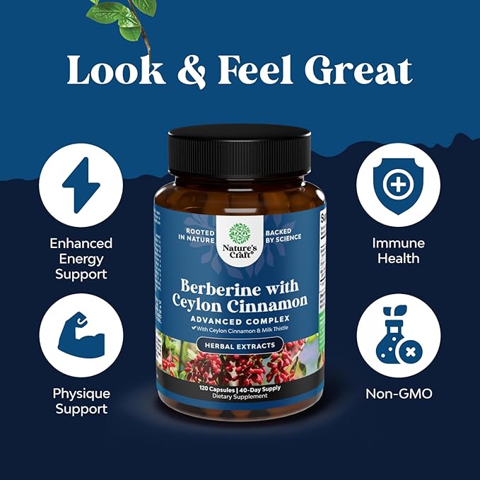 Balancing Berberine Plus 1200mg Per Serving Complex - Antioxidant Berberine with Ceylon Cinnamon Capsules Plus Silymarin Milk Thistle Extract -Active PK for Heart Health and Sugar Support 120 Capsules