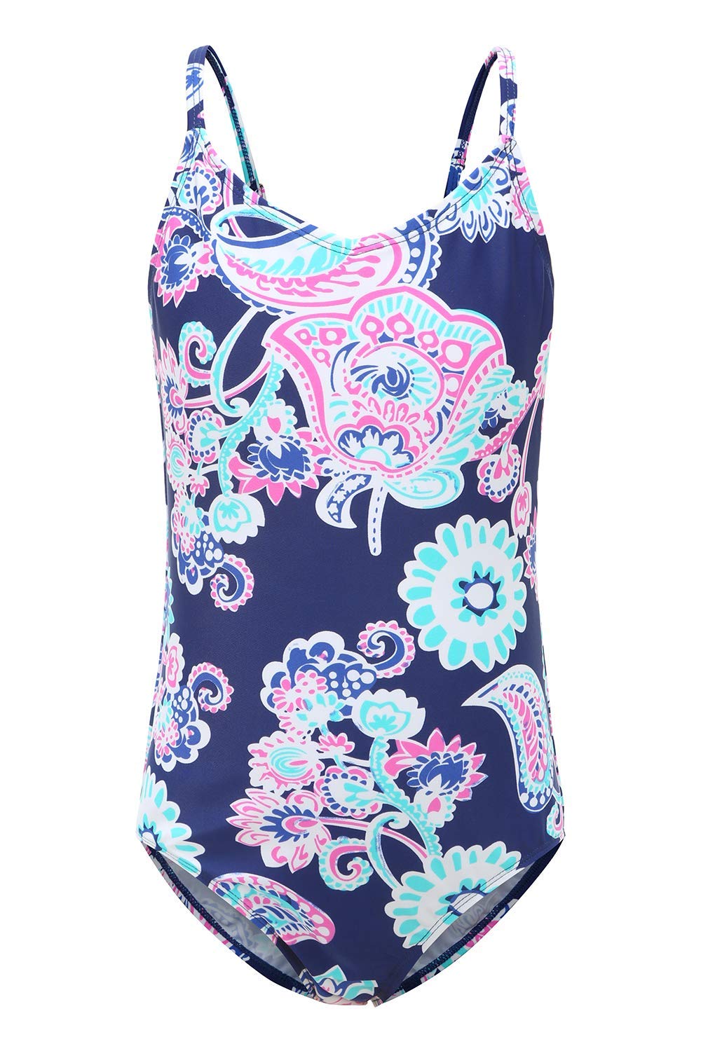 Girls One Piece Swimsuits Hawaiian Floral Novelty Swimwear Kids Beach Bathing Suit Size 6/6X