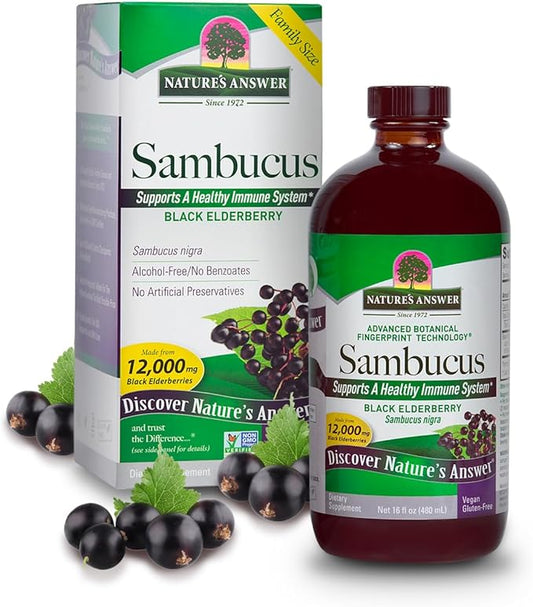 Nature's Answer Sambucus Elderberry Syrup 16 Ounce | Great Tasting Immune Support Supplement | Antioxidant, Vegan, Gluten Free, Made in USA | Single Count