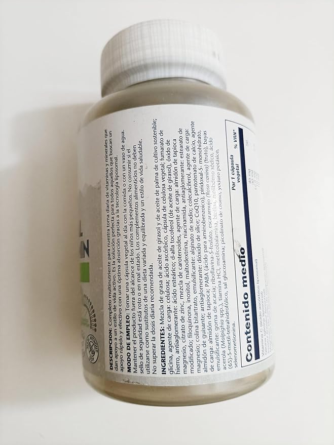 SOLARAY Liposomal Multivitamin for Men & Women, High Potency, Enhanced Absorption Vitamin C, Vitamin D, Biotin, Methyl B-12, Odor Neutral & Gentle Digestion, 30 Servings, 60 VegCaps