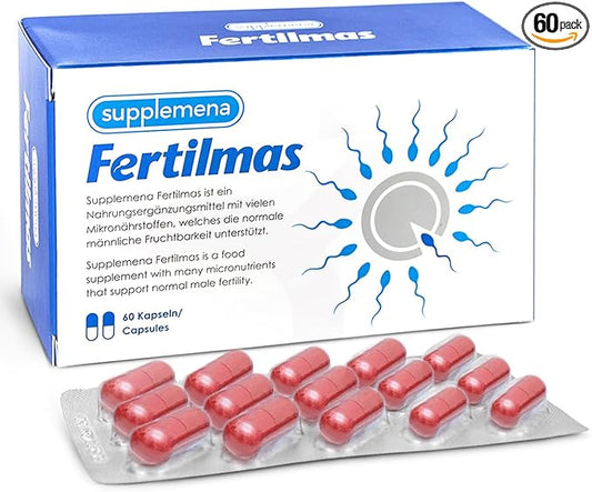 Fertilmas Natural Fertility Support for Men | L-Carnitine, Zinc, Vitamin D3, and Folic Acid | Couples TTC Supplement for Reproductive Health | Made in Germany | 1 Month