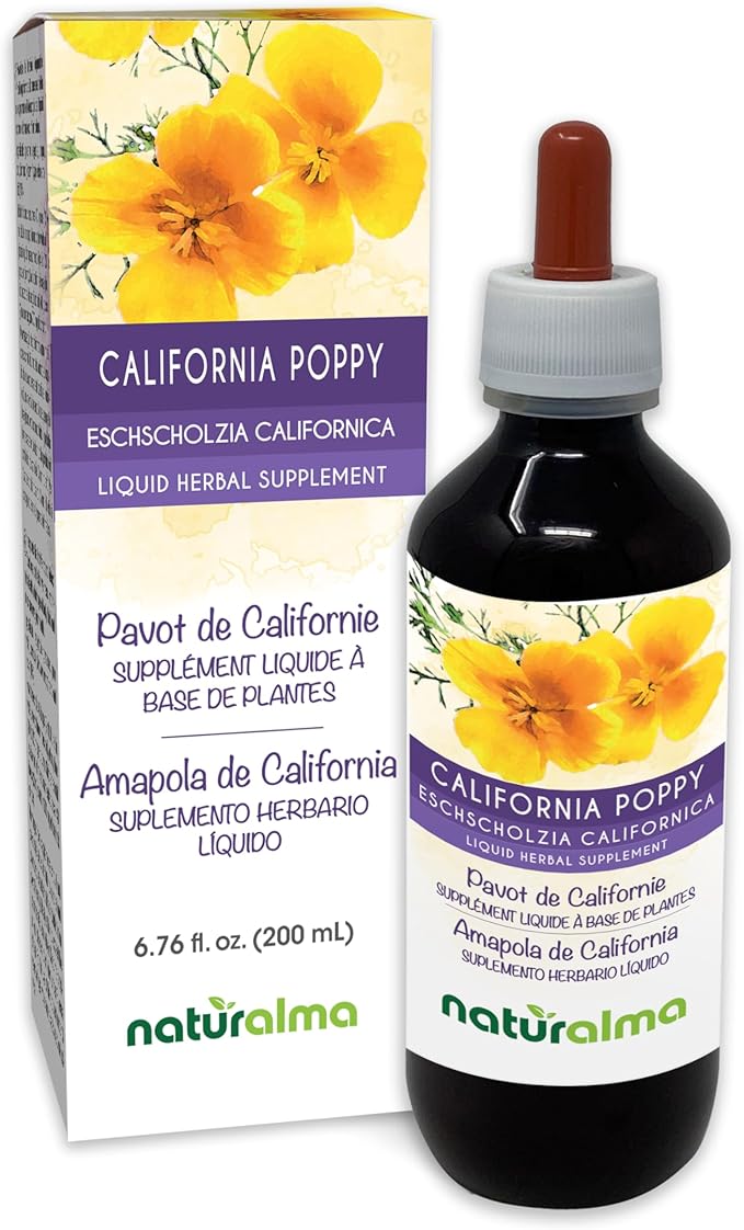 Naturalma Eschscholzia (Eschscholzia californica) herb Alcohol-Free Tincture - 6.76 fl oz Liquid Extract in Drops - Herbal Supplement - Vegan