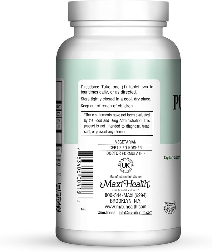 Maxi-Health Pure-C-Bio 600 - with Bioflavonoids - Immune & Capillary Support - 180 Tablets - Kosher
