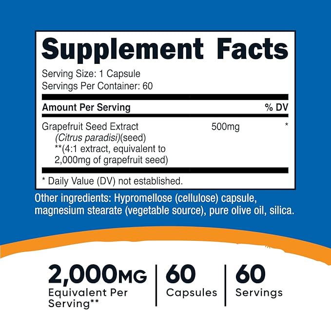 Nutricost Grapefruit Seed Extract 2,000mg, 60 Vegetarian Capsules - Gluten Free, Non-GMO
