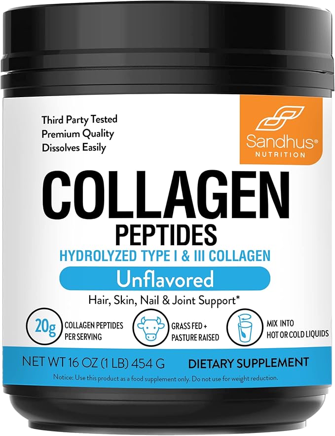 Sandhu's Collagen Peptides Powder & Curcumin with Bioperine| Supports Immune Function