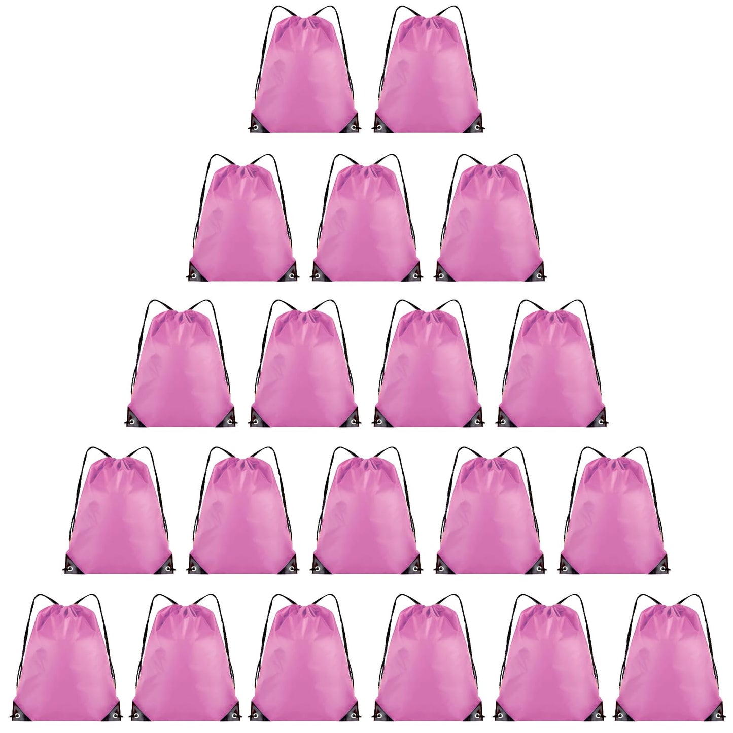 Grneric 20Pcs Drawstring Backpack Bulk Cinch Sackpack Ployster Drawstring Bags for Gym Party Trip(Pink)