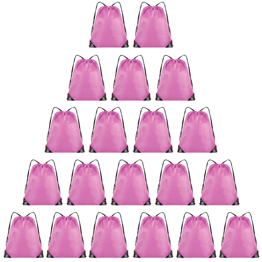 Grneric 20Pcs Drawstring Backpack Bulk Cinch Sackpack Ployster Drawstring Bags for Gym Party Trip(Pink)