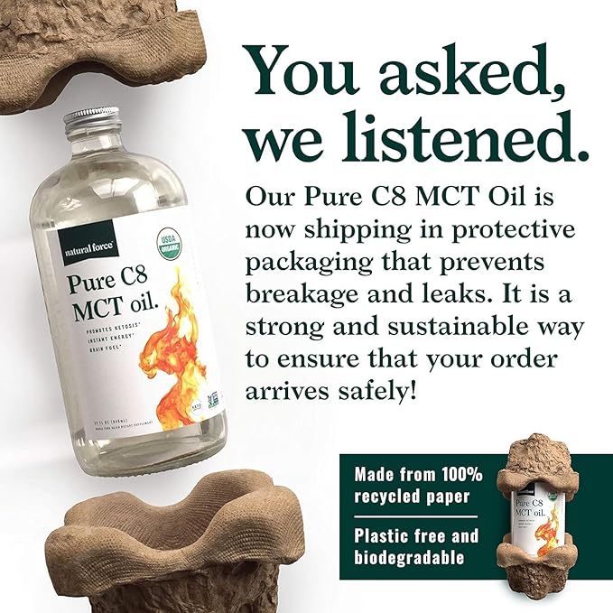 Natural Force Pure Vitamin D Orange Cream, 16 fl oz Organic Pure C8 MCT Oil 32 oz