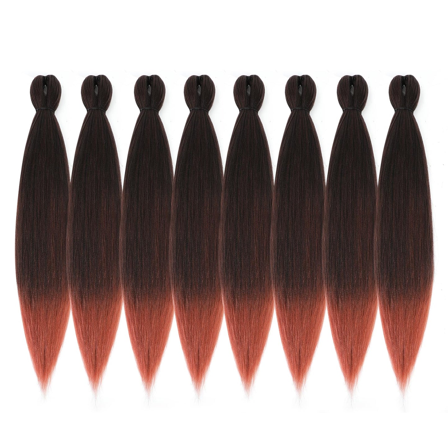 DIFUNEE Pre-stretched Braiding Hair - 24 Inch 8 Packs Ombre Orange Long Braiding Hair For Twist or Box Braids, Yaki Texture Hot Water Setting Synthetic Braiding Hair Extensions (24 Inch, T350-8P)