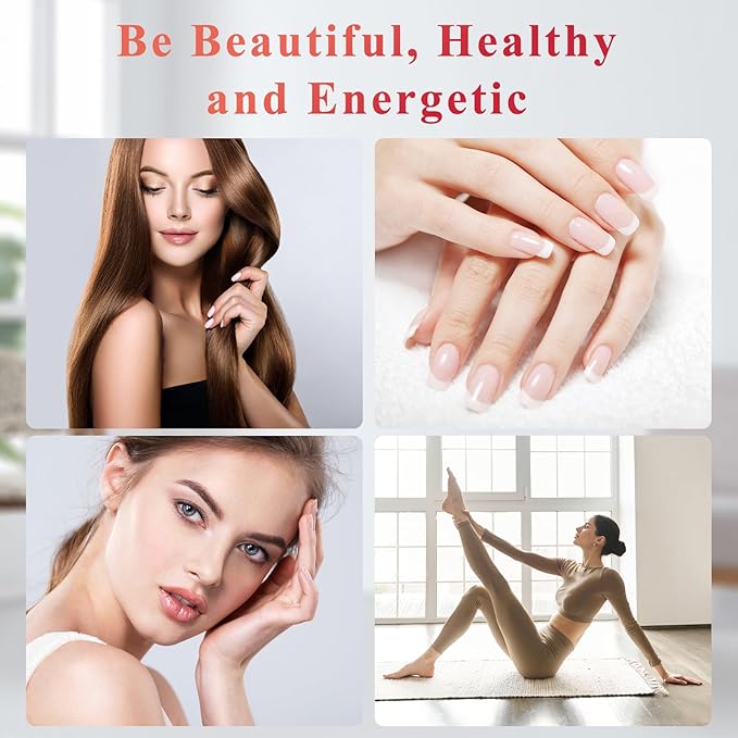 Hair Skin and Nails Gummies, 10000mcg Biotin Collagen Gummies for Women & Men, Vitamin Supplements Supports Faster Hair Growth, Stronger Nails, Healthy Skin, Strength Bone, 90 Gummies