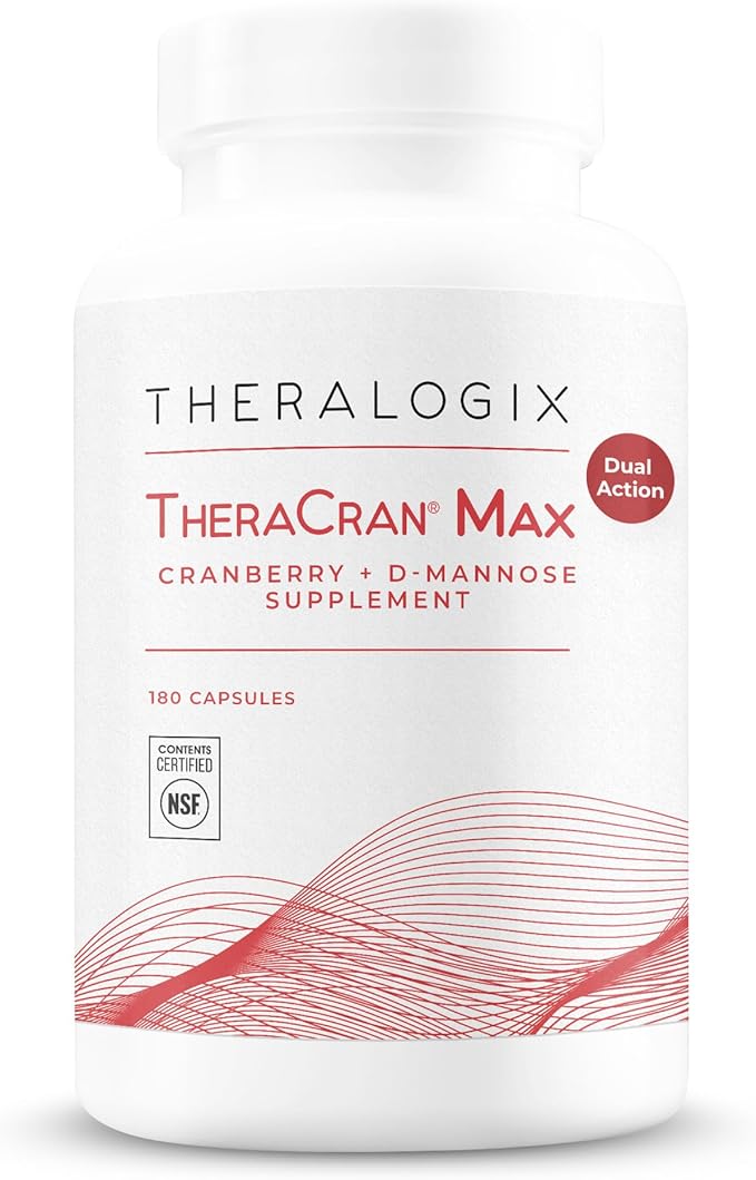 Theralogix TheraCran Max - Cranberry + D-Mannose Supplement for Men & Women - Urinary Tract Health Support - 90-Day Supply - NSF Certified - 180 Capsules
