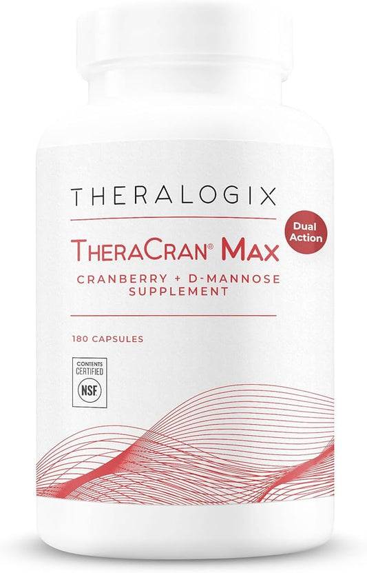 Theralogix TheraCran Max - Cranberry + D-Mannose Supplement for Men & Women - Urinary Tract Health Support - 90-Day Supply - NSF Certified - 180 Capsules