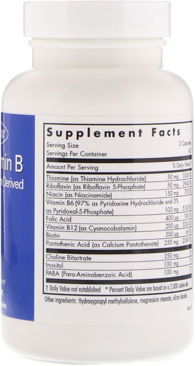 Allergy Research Group Super Vitamin B Supplement - B Vitamin Complex for Men & Women, with Vitamin B12 and B6, Vegetarian Capsules - 120 Count