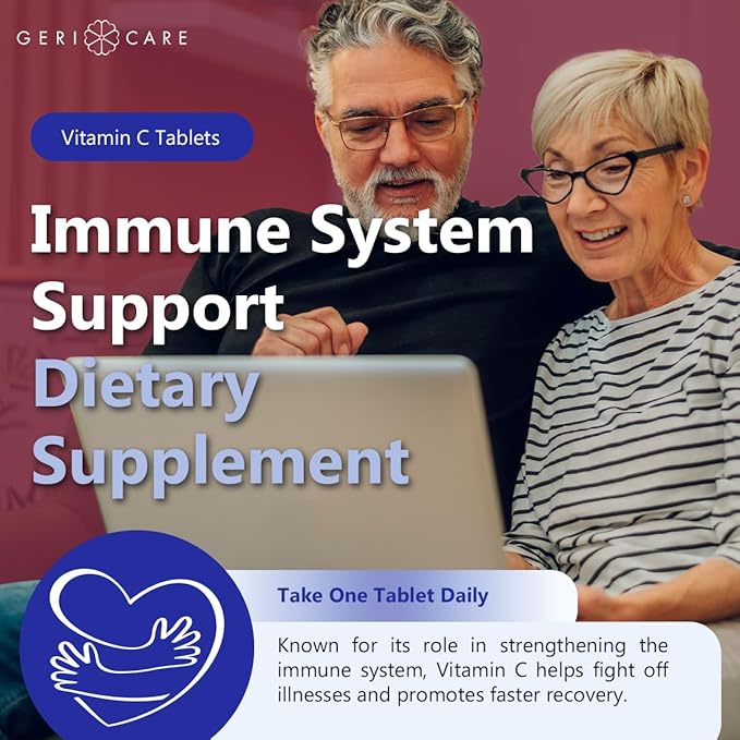 GeriCare Vitamin C 250mg, Immune Support, Antioxidant Protection, Collagen Boost & Iron Absorption for Overall Health, Nutritional Supplement, 100 Count (Pack of 1)