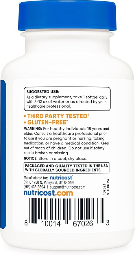 Nutricost Biotin (10,000mcg) 150 Softgels - Gluten Free, Non-GMO