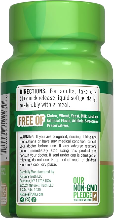 Nature's Truth Vitamin B12 | 1000 mcg | 60 Softgels | Non-GMO & Gluten Free Supplement