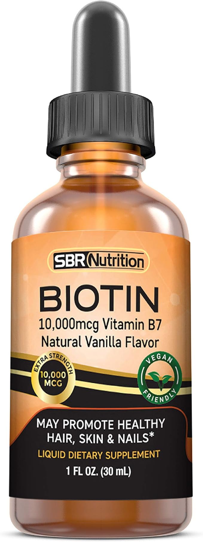 MAX Absorption Biotin Liquid Drops, 10000mcg of Biotin Per Serving, 60 Serving, No Artificial Preservatives, Vegan Friendly, Supports Healthy Hair Growth, Strong Nails and Glowing Skin, Made in USA