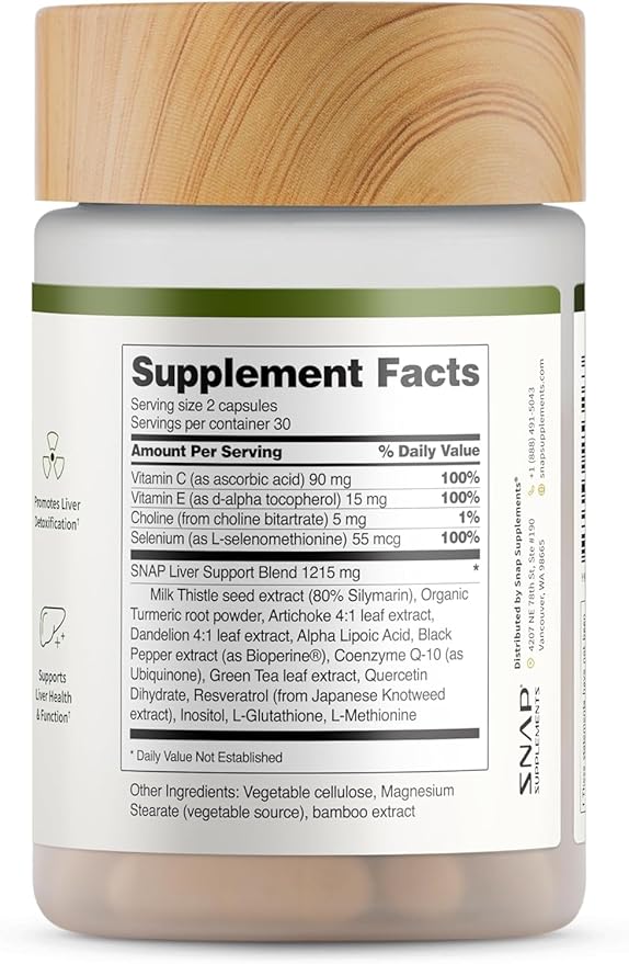 Snap Supplements Liver Health Support Supplement, Natural Liver Cleanse Detox and Repair, 60 Count (Pack of 2)