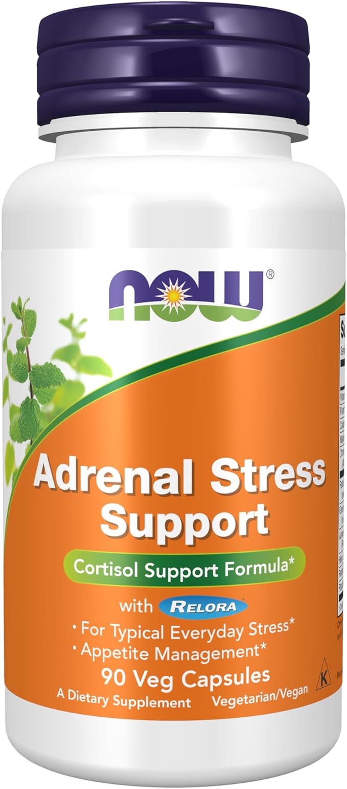 NOW Foods Supplements, Adrenal Stress Support, Cortisol Support Formula* with Relora®, For Typical Everyday Stress*, Appetite Management*, 90 Veg Capsules