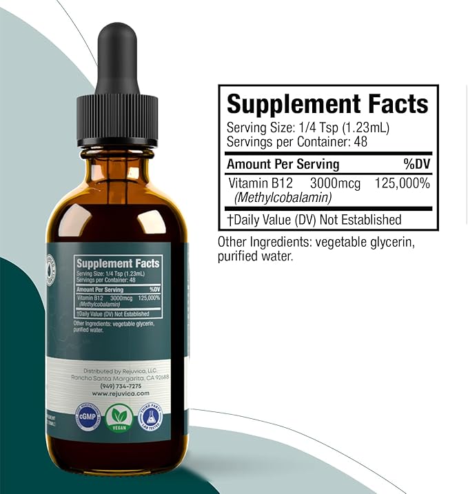 Essential B-12 Liquid B12, Supports Energy and a Healthy Nervous System - Convenient Liquid Dropper Absorbs Fast & Tastes Great