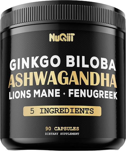 Ashwangdha Capsules 4000mg Fenugreek Seed 2000mg Ginkgo Biloba 2000mg & More - Apple Cider Vinegar, Bladderwrack - Support Brain Health, Comfortable Mind & Immune System - 90 Vegan Capsules