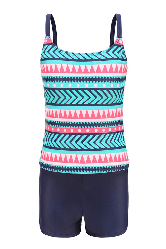 Girls Two Piece Swimsuits Tankini Bathing Suit with Boyshort Kids Swimwear Set Size 8/7-8 Green Stripes