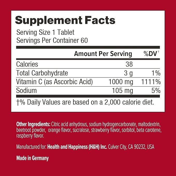 Swisse Effervescent Vitamin C 1000mg Dissolvable Vitamin C Powder Tablets | Immune Support Supplement and Antioxidant | VIT C Supports Immunity Health * | Ascorbic Acid Vitamin C Drink | 60 Tablets