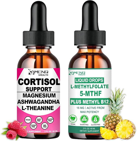 Methylfolate Supplement and Cortiosl Health Bundle, Non GMO, Sugar Free