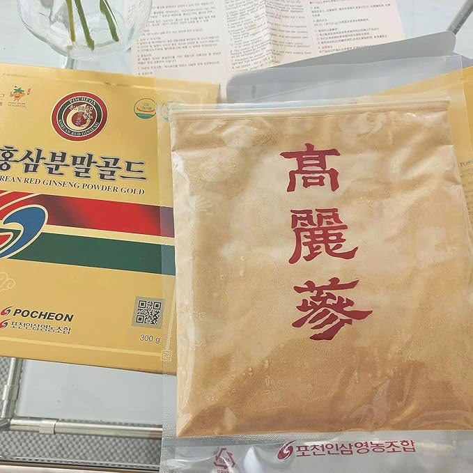 Pocheon 300g Korean Red Ginseng Powder Gold 6 Years, No Additives 100% Pure, High Ginsenoside Panax, Natural Immune Support