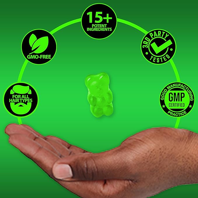 BBS Beard Growth & Hair Growth Vitamins for Men - Maximum Strength 620000mcg Biotin - Collagen - MSM - Keratin - Bamboo Extract - Multivitamin Gummies (Made by Best Beard Stuff USA)