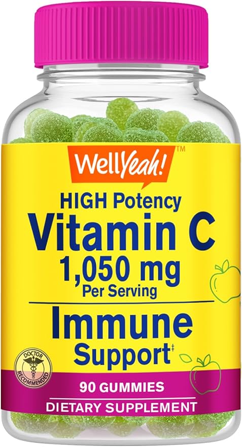 Vitamin C 1050 mg Gummies - Natural Sourced Flavors - Immune Support Dietary Supplement, Antioxidant Support - Extra Strength Vegetarian Gummy, Non-GMO, Gluten Free - 30 Servings