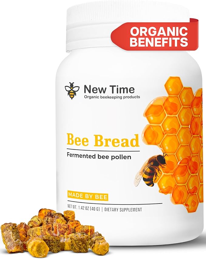 Organic Bee Bread - Natural Fermented Pollen, Multivitamin for breast growth, Superfood for men, women, Vital Proteins, Immune Support & Energy Supplement