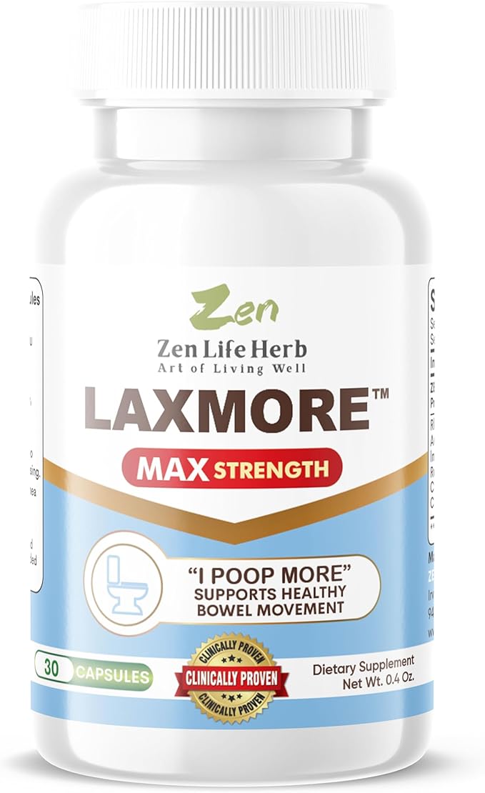 LAXMORE I Poop More Max Strength 100% Natural Plant-Based Supplement (30 Capsules)