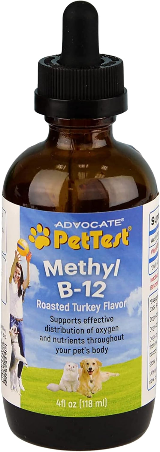 PetTest Methyl B12 Vitamin Liquid Drops 4fl oz (5000 MCG) Supplement with Methylcobalamin for Diabetic Pets, Maximum Absorption to Increase Energy for Dogs and Cats