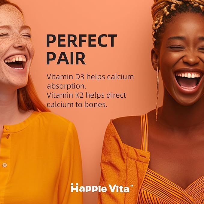 Vitamin D3 K2, Vitamin D3 5000 IU (125 mcg) + Vitamin K2 100 mcg, 2 in 1 D3 and K2 Supplements for Bone, Teeth, Muscle and Immune Health Support, 60 Softgels