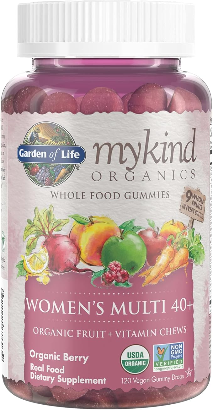 Garden of Life Organics Elderberry Gummies for Adults & Kids - Immune Support Supplement with Organic Fruit & Organics Women 40+ Gummy Vitamins - Berry - Certified Organic