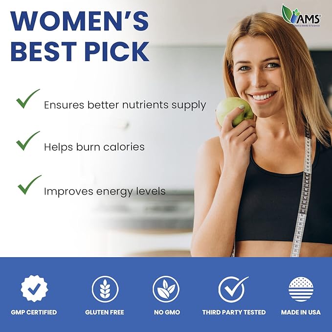 America Medic & Science Multivitamins for Women, Multi-NRG, 45 Coated Caplets, One Daily, Immune Support Supplements, Vitamin C & B Complex, Vital Micro-Nutrients & Natural Herbal Ingredients.