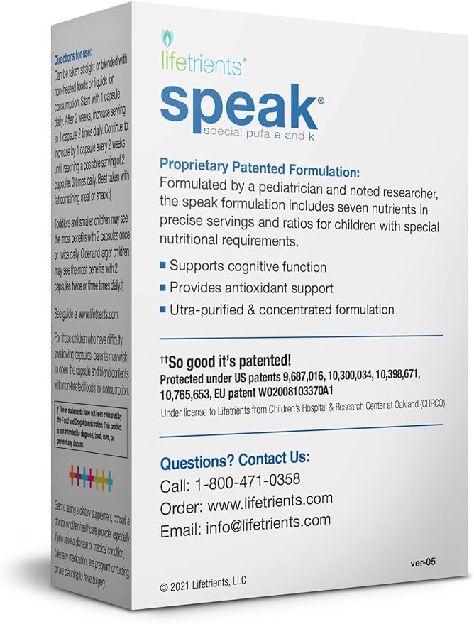 – Speak – 60 Softgels – Pediatrician Formulated to Support Children with Special Nutritional Requirements – Enhanced with Omega-3, Vitamin E’s, Vitamin D & Vitamin K’s