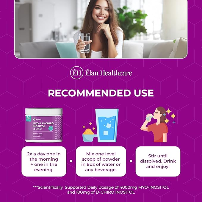 PCOS Supplement for Women - Boost Fertility, Hormonal Balance, and PCOS Support - Myo-Inositol, D-Chiro Inositol, Active Folate - High Potency PCOS Supplements (60 Servings, 129g Jar)