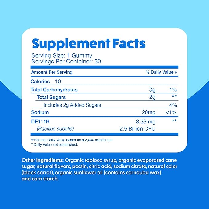 Feel Great USDA Probiotic Gummies for Adults and Kids - 2.5 Billion CFU (30 Day) | Immune Support and Digestive Health | Clinically Studied DE111 - Bacillus subtilis