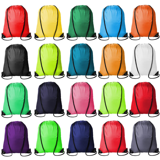 Kuhome 20Pcs Drawstring Backpacks Bulk String Bag Cinch Sack Pack Storage Knapsack Polyester Gift Bags Sports Drawstring Bags for Trip Gym Party Bags(20 Colors)