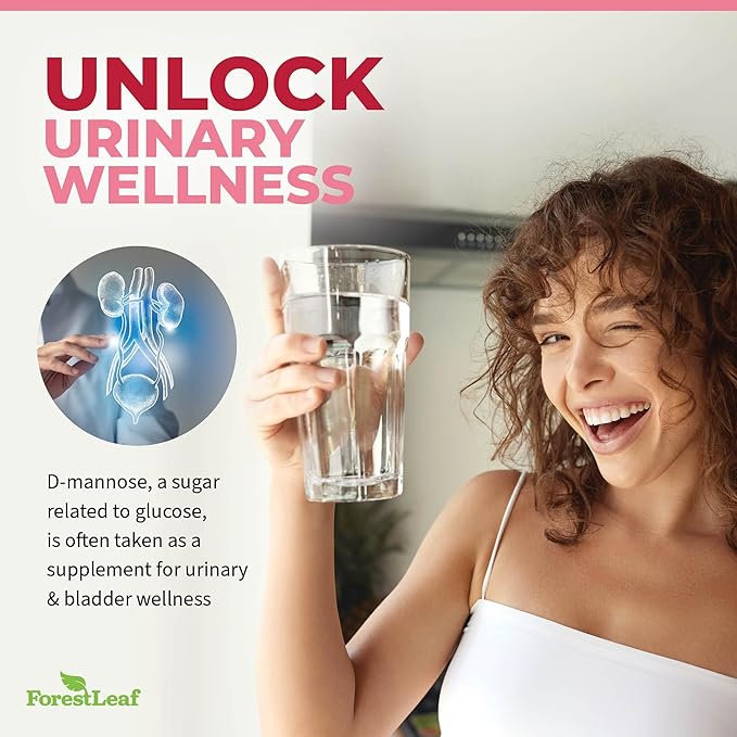 ForestLeaf D Mannose 1000mg Capsules - D-Mannose with Cranberry, Hibiscus & VIT C, Urinary Tract Health for Women and Men, DMannose Pills for UTI, Urinary Health & Bladder Support 120 Capsules