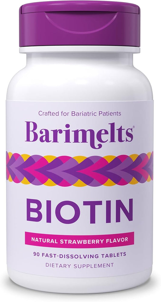 BariMelts Biotin 5000mcg, 90 Fast-Dissolving Tablets (3-Month Supply), Sugar-Free Bariatric Vitamins for Women, Natural Strawberry Flavor