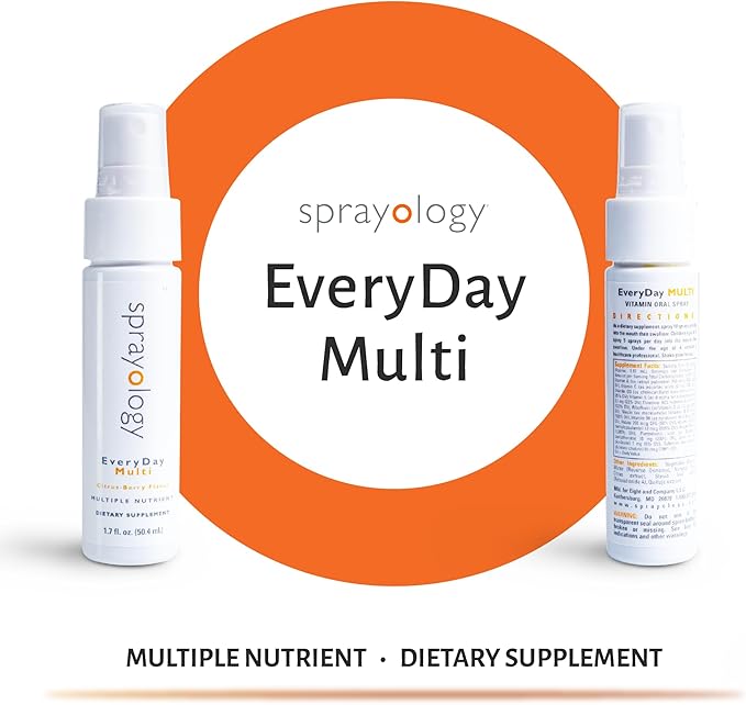 Sprayology Everyday Multi Spray | Daily Multivitamin Spray for Men, Women & Kids (Ages 4+) | High-Absorption Formula with Vitamin B12, D3, Folate, Biotin & More | Non-GMO | 26 Day Supply (1.7 fl oz)