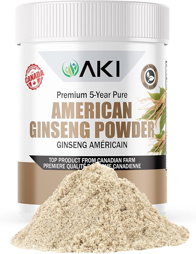 AKI American Ginseng Powder with 4% Ginsenosides - Ideal with Coffee, Beverages Like Smoothies - Pack of 1 (1.5oz/42.5g)