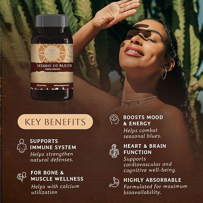 Vitamin D3 5000 IU Sugar Free Gummies with Black Seed Oil - Supports Bone, Muscle, Cardiovascular & Immune Health - Chewable Vitamin D - USA Made