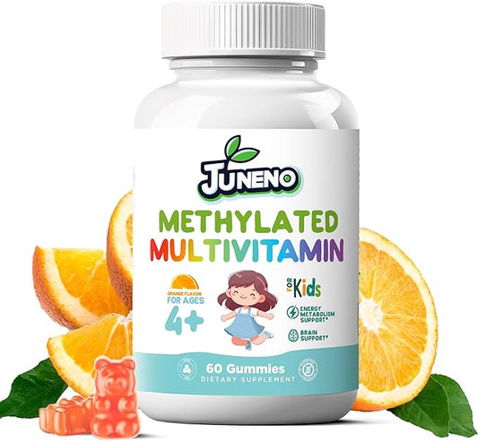 Methylated Multivitamin Gummies for Kids - MTHFR Support Supplement with B Complex 5-MTHF Folate (L-Methylfolate) B1 B3 B6 Methylcobalamin B12 Biotin & Vitamins A C D3 E - Vegan Gluten-Free No Sugar