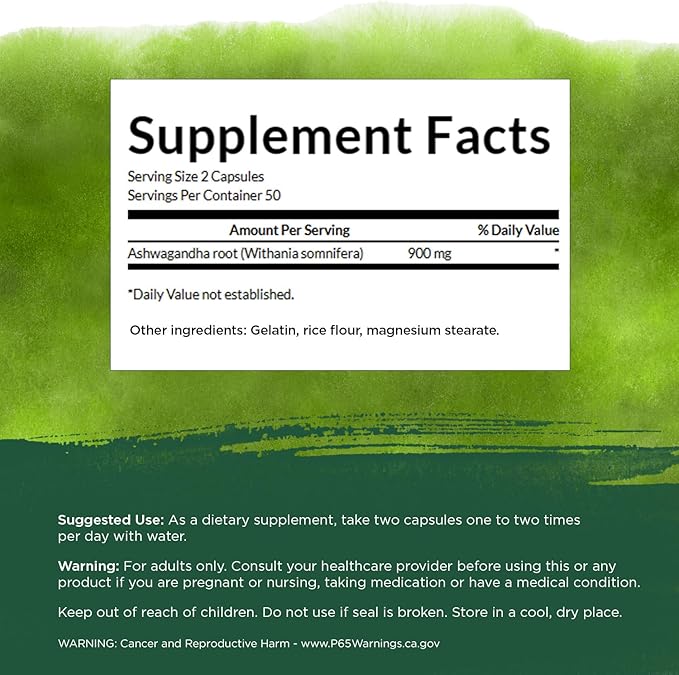 Swanson Ashwagandha Powder Supplement-Ashwagandha Root & Aerial Parts Supplement Promoting Stress Relief & Energy Support-Ayurvedic Supplement for Natural Wellness (100 Capsules, 450mg Each)